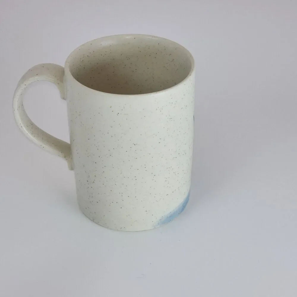 Vintage Otagiri Royal Iris Stoneware Mug Speckled Hand Painted Blue Flower Japan